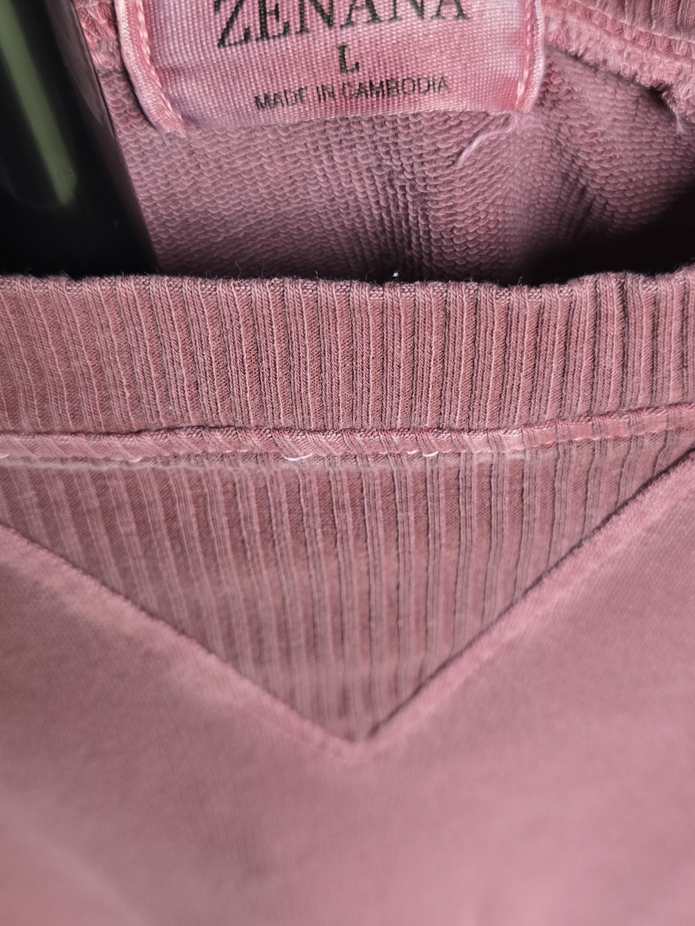 Zenana Pigment Dyed French Terry Pullover Top with Pockets – Cabernet Pink L - Picture 5 of 7